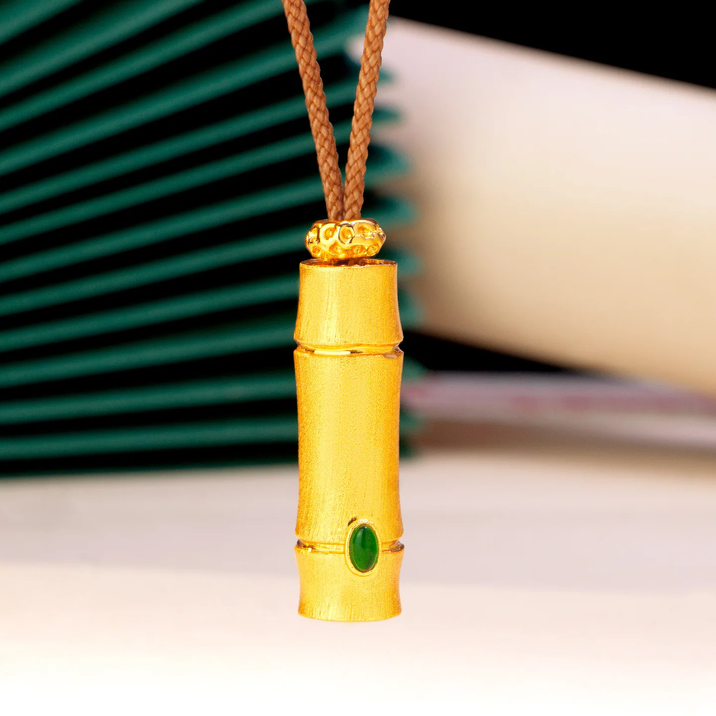 Brushed Bamboo Joint Pendant Unisex 24K Gold AU999 - Exquisite brushing craftsmanship, scratch-resistant, for worry-free wearing