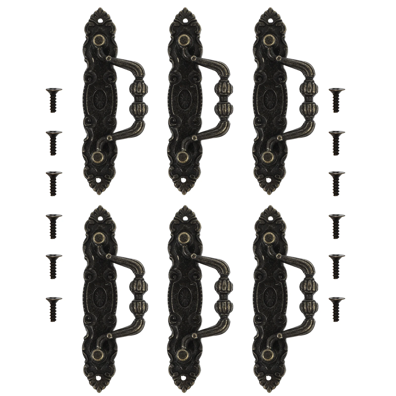 

6 Pcs Zinc Alloy Handles Smooth Surface Cabinet Drawer Pulls Vintage Style Furniture Hardware Home Decor