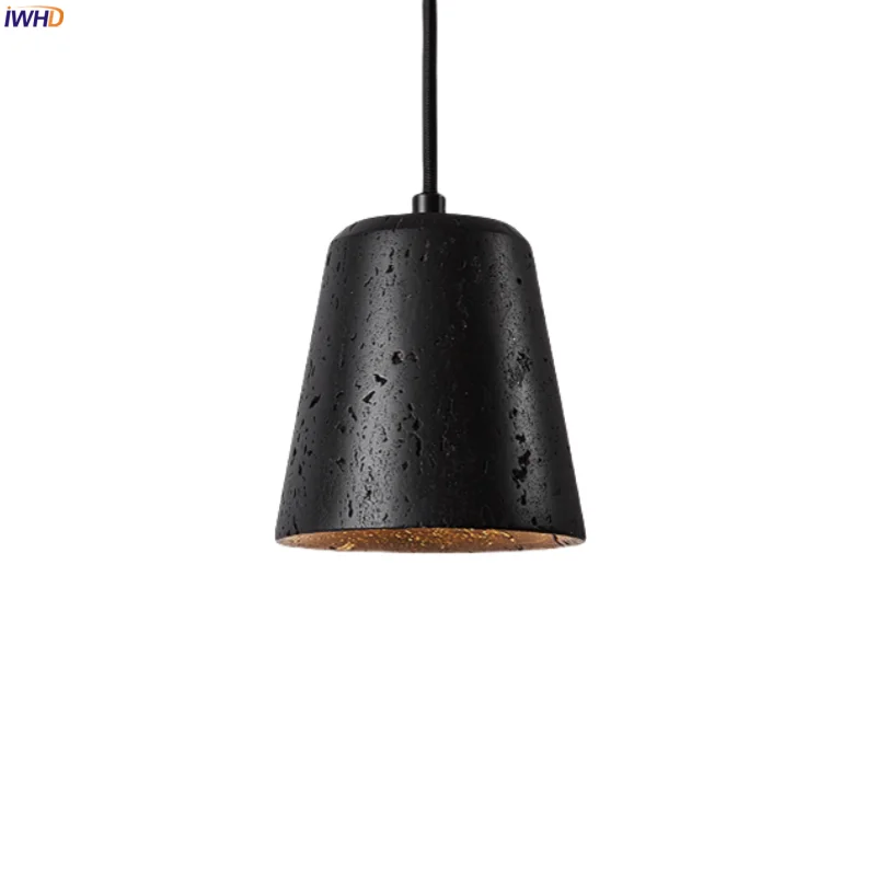 

IWHD Nordic Minimalism LED Pendant Lamps For Living Dining Room Table Light Loft Black Travertine Pendant Light Pendel Leuchte