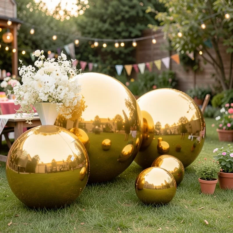 4 Stück goldene Disco-Ballons (10-32'). Wiederverwendbare 4D-Folienkugel mit selbstverschließendem Verschluss. Dekoration für Geburtstage, Weihnachten, Hochzeiten, Partys. – Detail 6