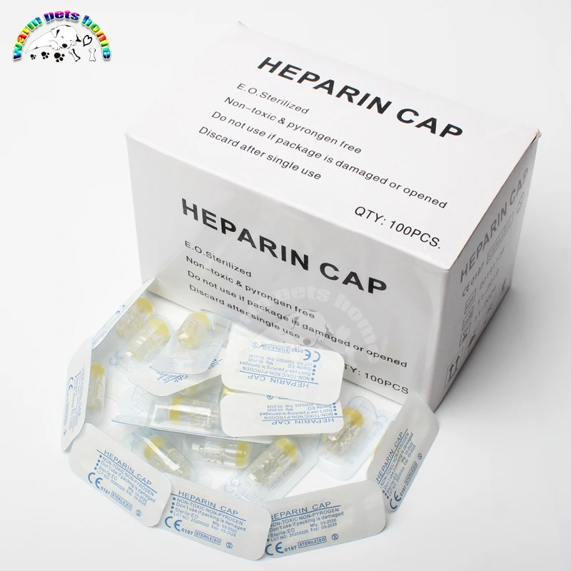 Tampões descartáveis da heparina do cateter da cânula iv do tampão da heparina dos pces 100 para animais consumíveis médicos veterinários do gato do cão