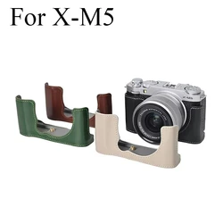 Genuine Leather Half Case for Fujifilm X-M5 Camera Non-slip Camera Protective Case Base Mount Hand Grip XM5 Accessories