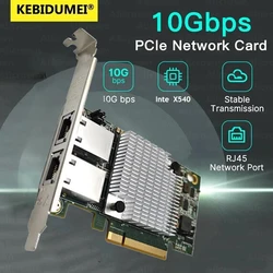 10Gbps PCIE To RJ45 Network Card X540-T2 Gigabit Ethernet PCI Double Port Express LAN Adapter 10000Mbps For Desktop Win10