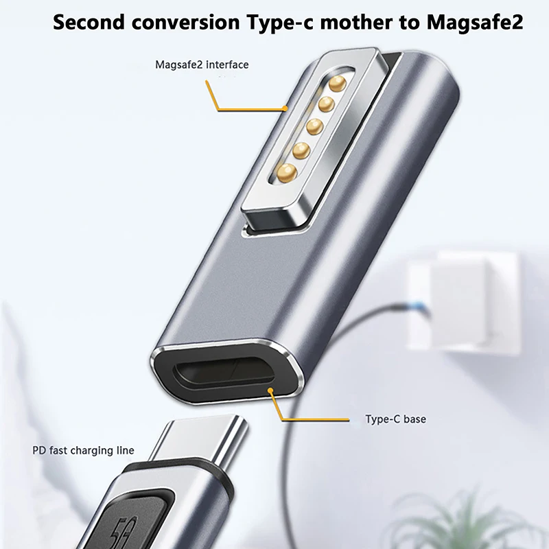 USB Type C Magnetic PD Adapter Connector For Magsafe 1 2 MacBook Air Pro Led Indicator Fast Charging Magnet Plug Converter