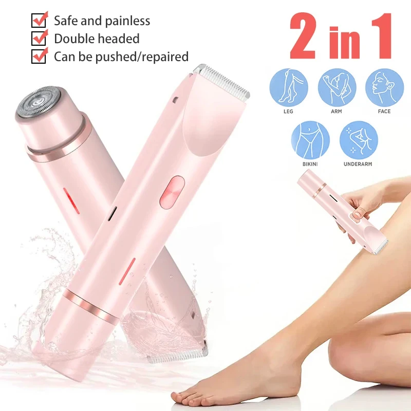 

Новая водонепроницаемая перезаряжаемая электробритва, мини-женский триммер для бикини, средство для удаления волос на теле, мини-двуглавый электрический эпилятор