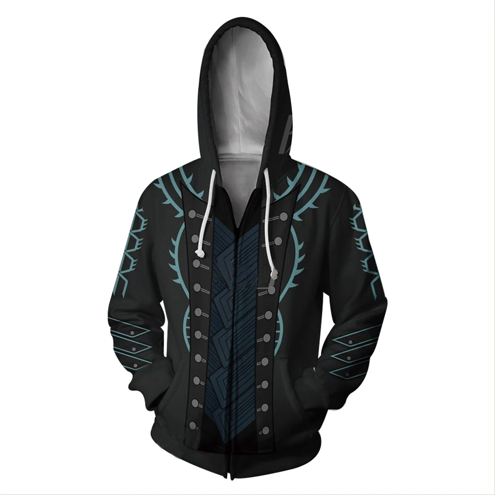 DMC 5 Vergil Dante Cosplay felpa con cappuccio stampata in 3D felpa con cappuccio uomo donna Casual Zip Up Jacket Coat