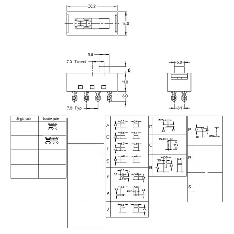 

НОВАЯ АКЦИЯ: 2 шт. DSE-2310, заостренные контакты, 8-контактный, 3-позиционный, 10А 250В, черный ползунковый переключатель, модуль для фена