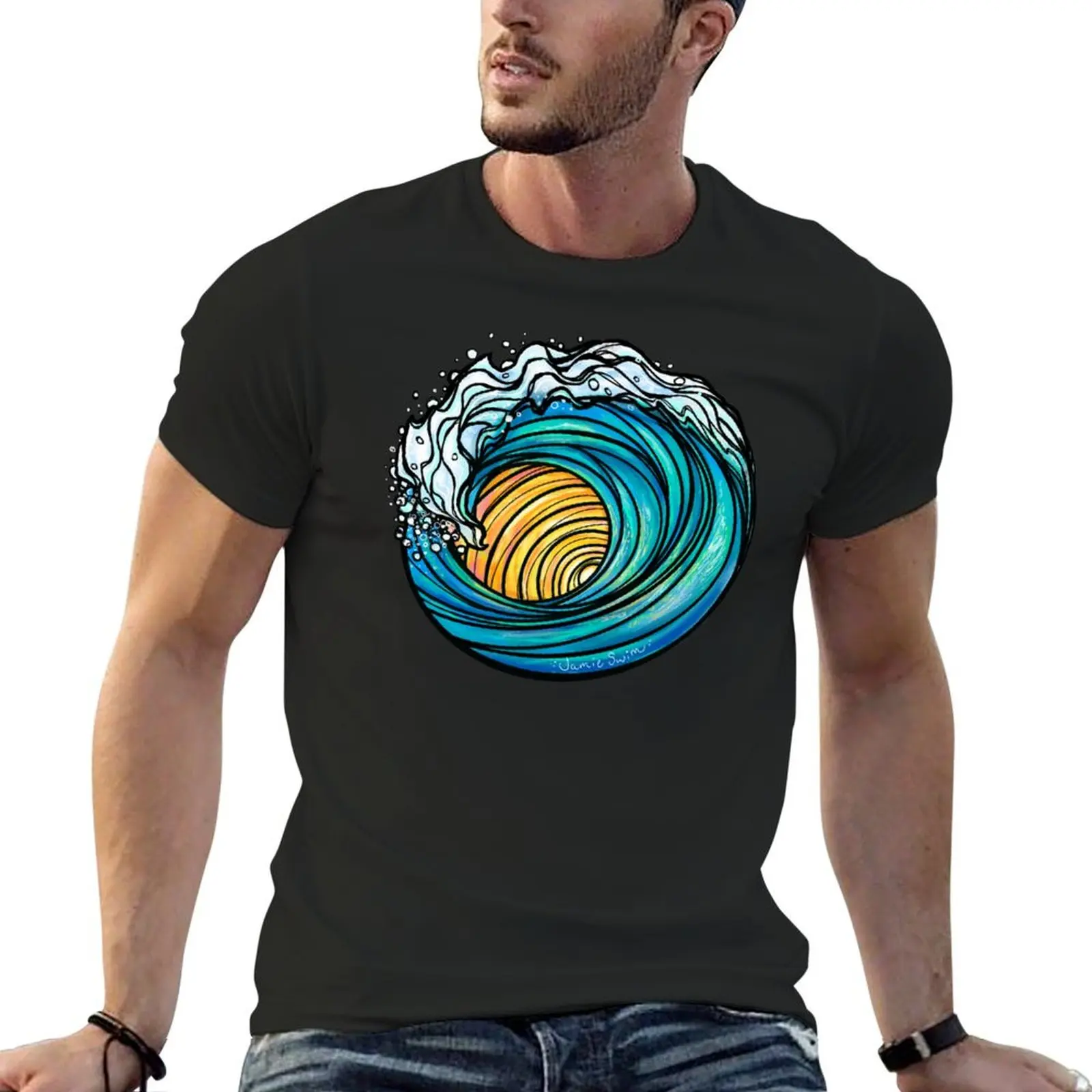 

Surf the sun T-shirt tees oversizeds Blouse sports fans black t shirts for men