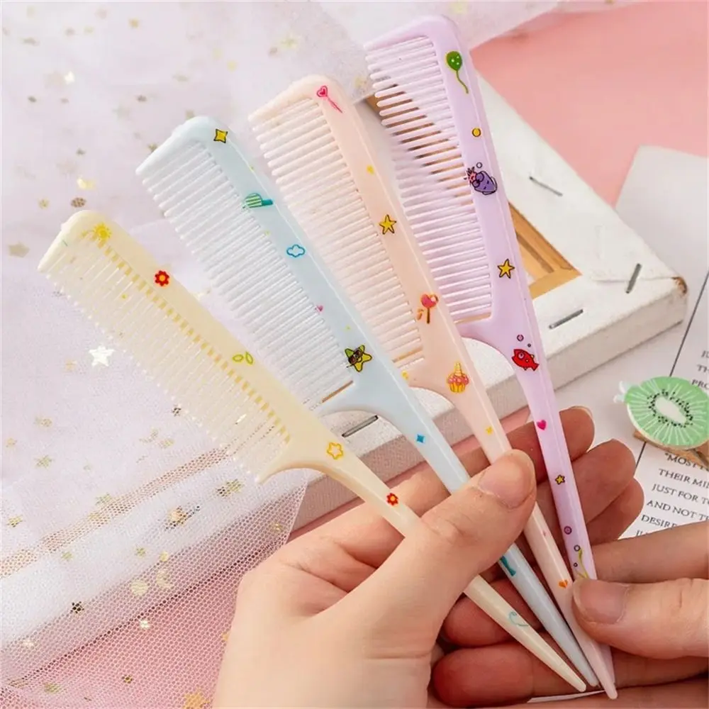 Hairdressing Hairbrush Anti-static Cute Cartoon Hair Comb Fine-toothed Strawberry Fruit Pointed Tail Comb Girls Kids