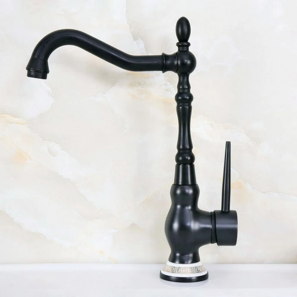 

Oil Rubbed Bronze Kitchen Faucet 360 Degree Rotation Bathroom Sink Tap Solid Brass Basin Hot Cold Mixer Water Taps tnf663