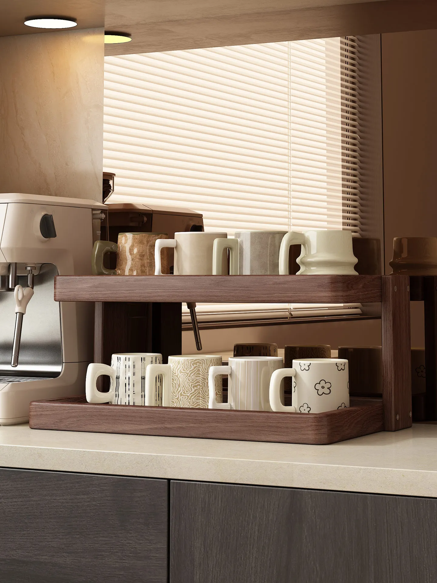 

Акриловая подставка для чашек, настольная деревянная подставка для хранения чашек, угловая полка для кофе, боковая подставка в старинном стиле, подставка для стаканов для воды