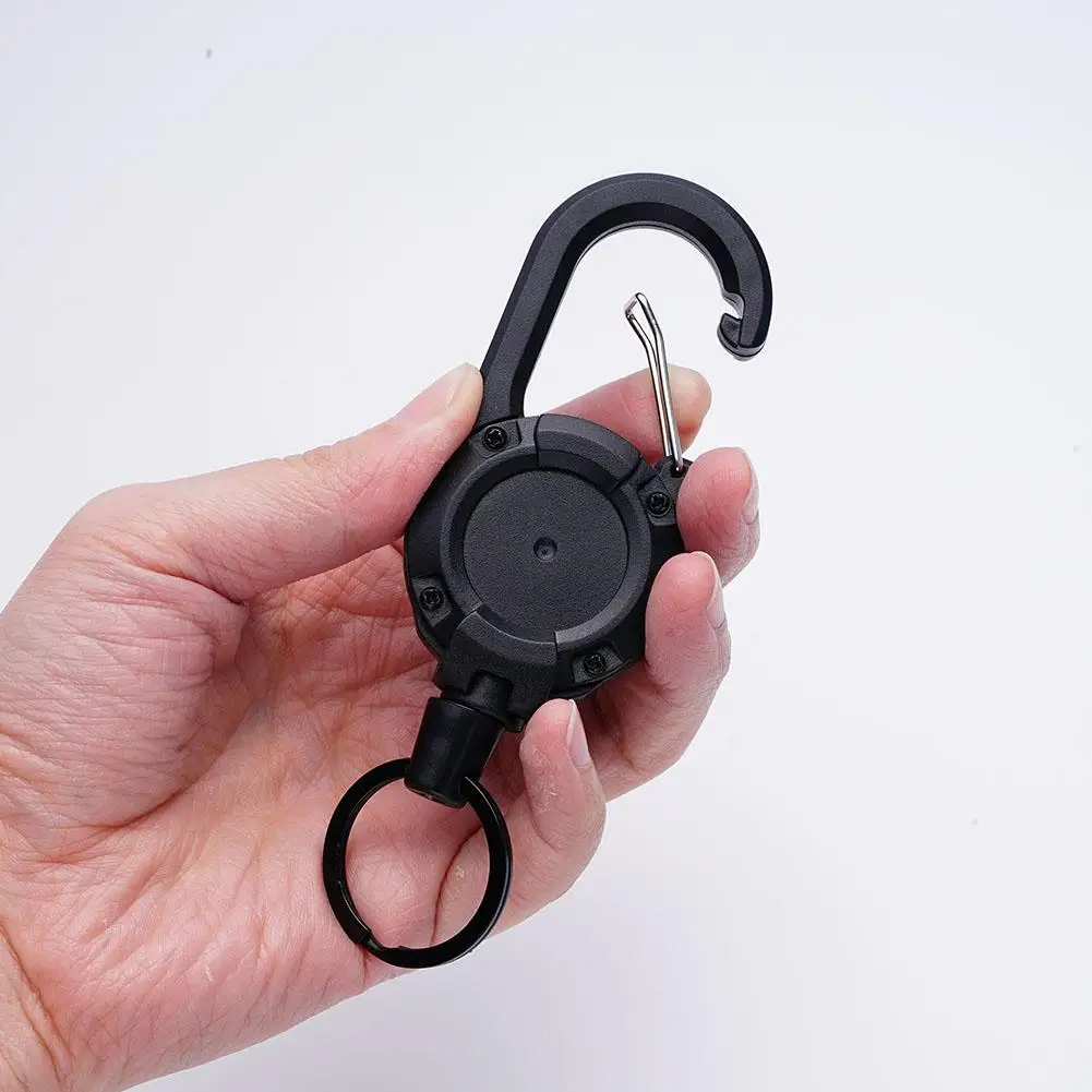 NEW Heavy Duty Retractable Pull Badges ID Reel Carabiner Key Chain Key Holder Retractable Wire Rope For Camping Fishing