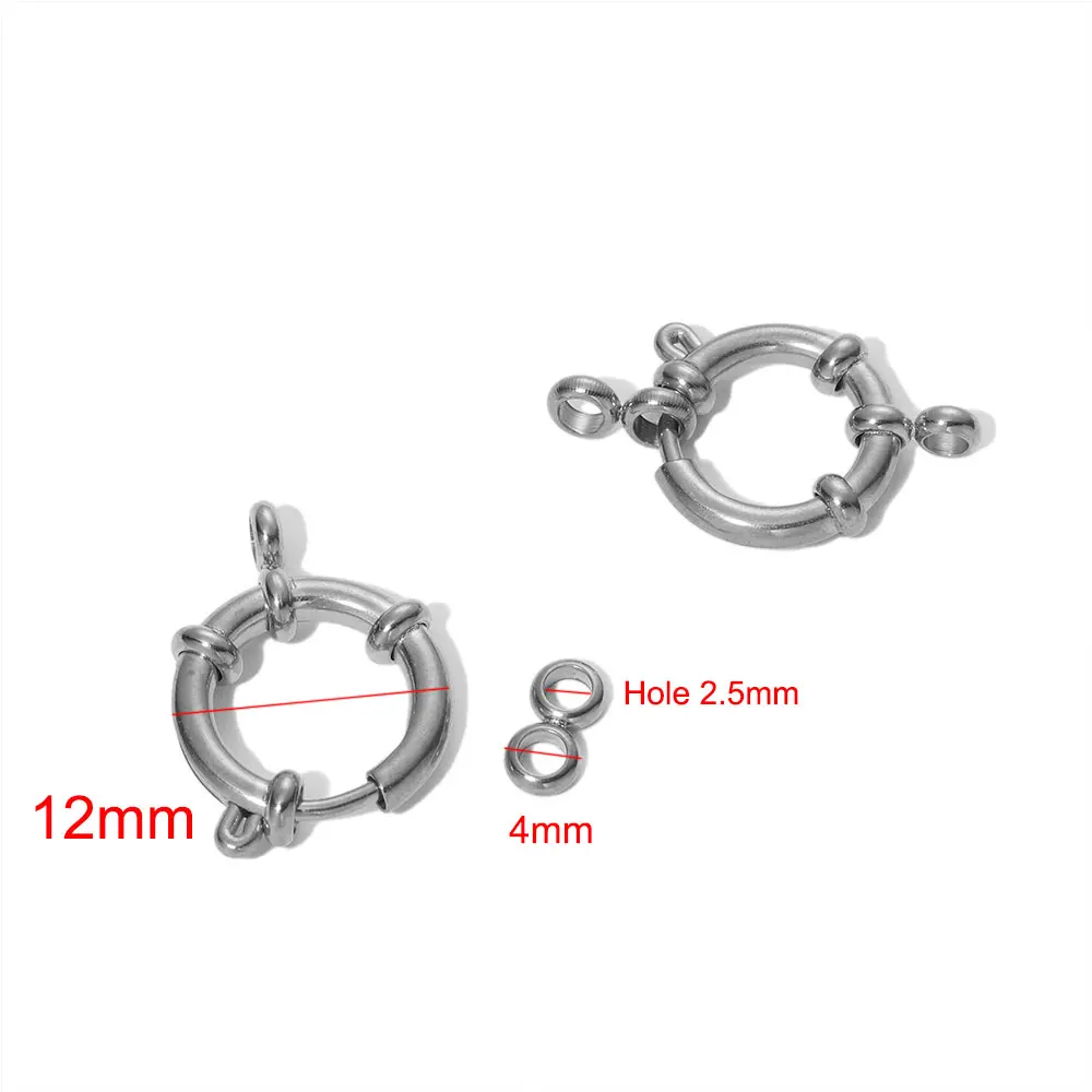 10 Stück 4 Stück Edelstahl Kreis Feder Knopfring Verschlüsse Haken Endverbinder für Armband Halskette DIY Schmuckherstellung Bulk