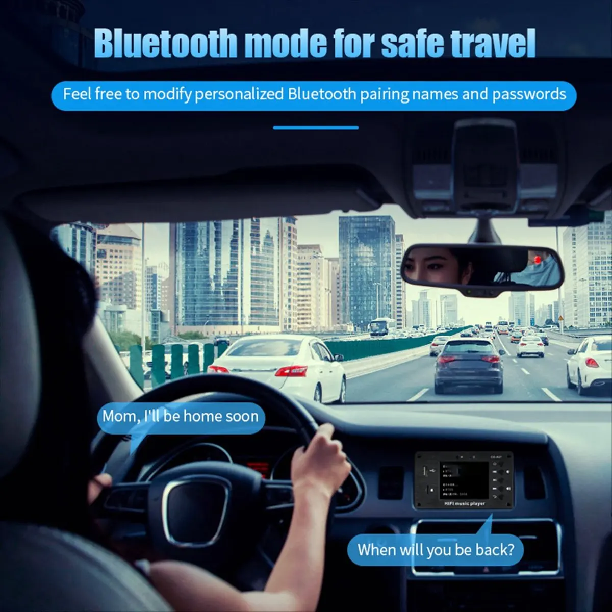 A40I 2.8-Inch Color Screen Bluetooth 5.1 Car Synchronization Lossless Decoding Board Time Alarm Clock Fm Audio Decoder