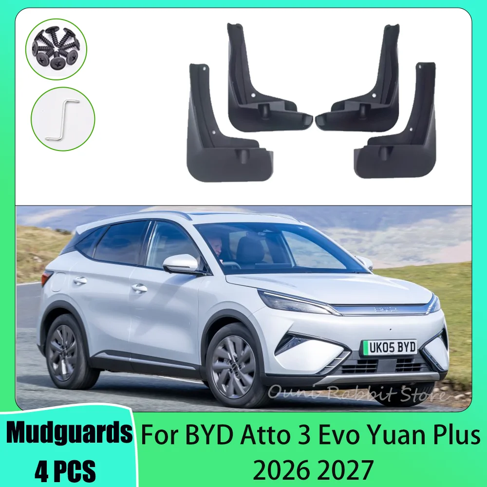 For BYD Atto 3 Evo Yuan Plus 2026 2027 Car Wheel Mudguard Flaps Mud Skin Cover Guards Fenders Splash Parts Protect Accessories