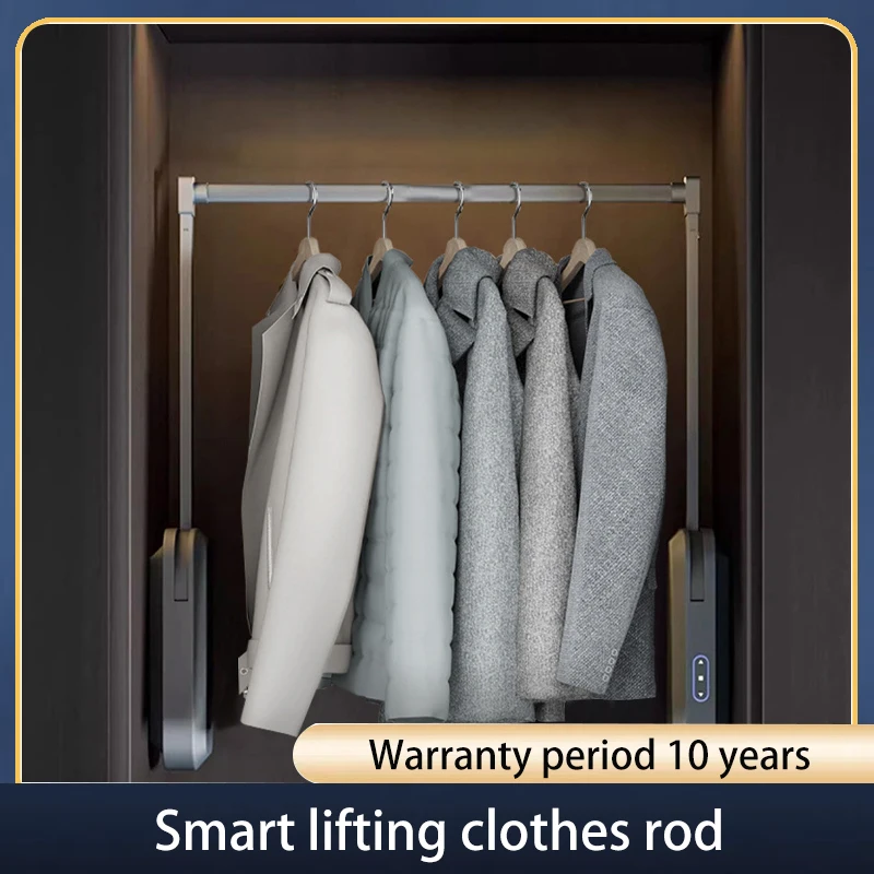 Wardrobe Electric Lifting Clothes Hanger Wardrobe Intelligent Voice Remote Control Automatic Pull-Down Cushioning Clothes Hanger