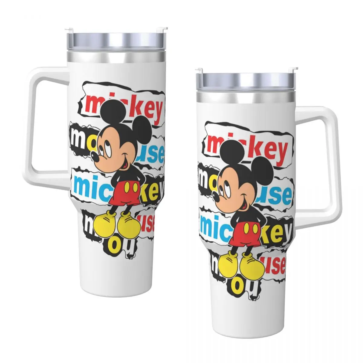 Mickey Mouse Tumbler Cold and Hot Water Bottle Portable Stainless Steel Coffee Mug Printed Travel Car Mugs