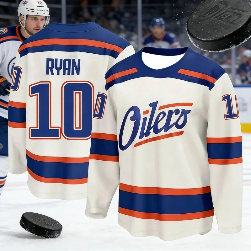 2026 New McDavid 97 Oilers Inspired Ice Hockey Jersey Premium Breathable Quick Dry Long Sleeve Sport Shirt for Men Youth Kids