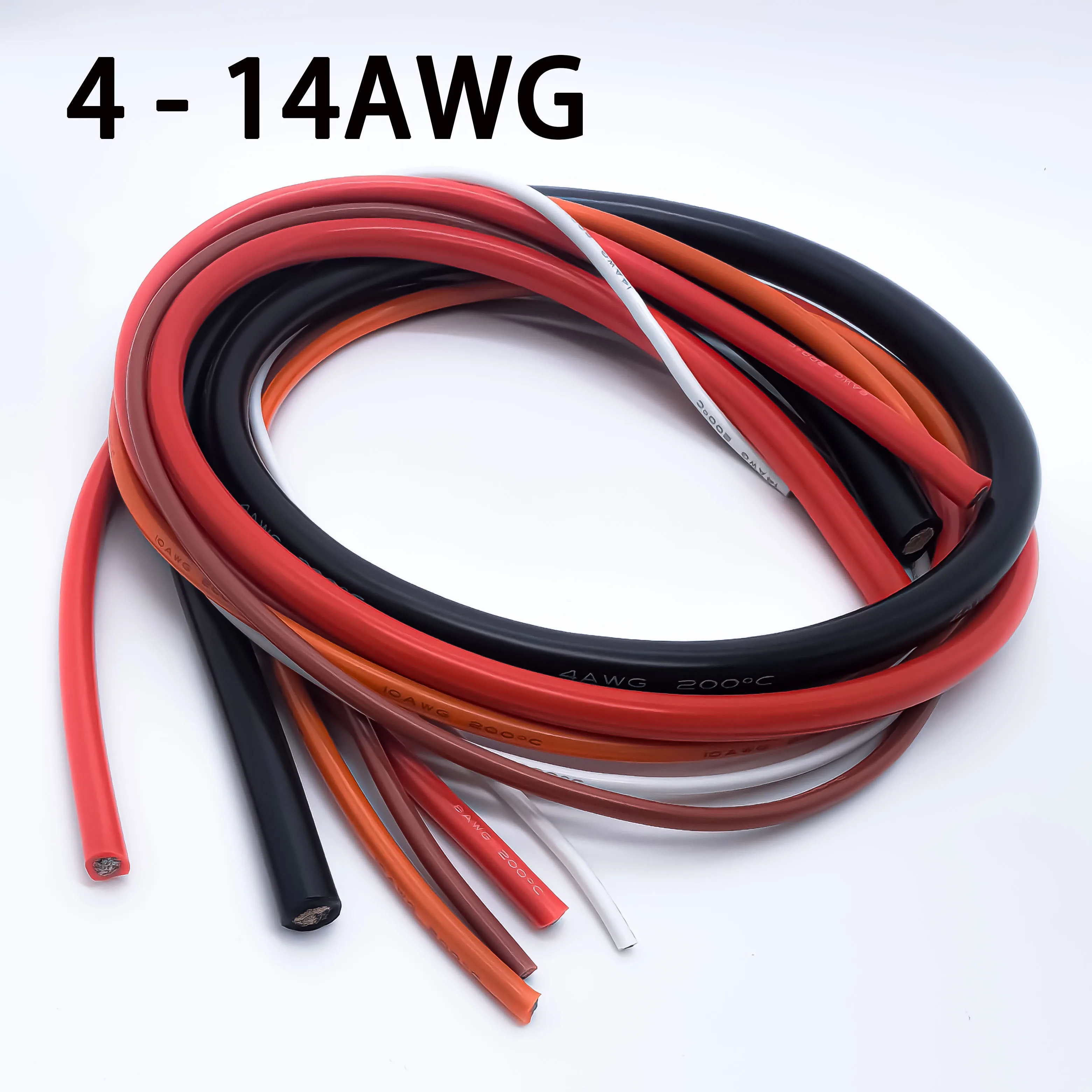 4/6/8/10/12/14AWG Large Silicone Wire, Flexible Tin Copper Wire Resistant to High Temperature, DIY