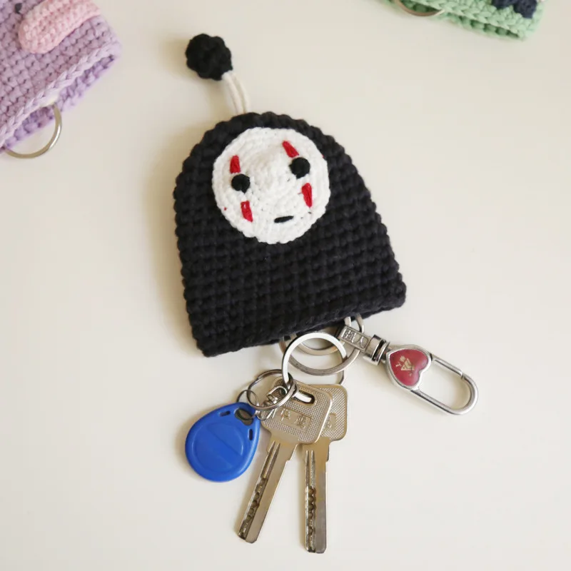 Handmade Knitted Wool Key Bag, Cute Cartoon Animation Shape Pull-out Key Bag