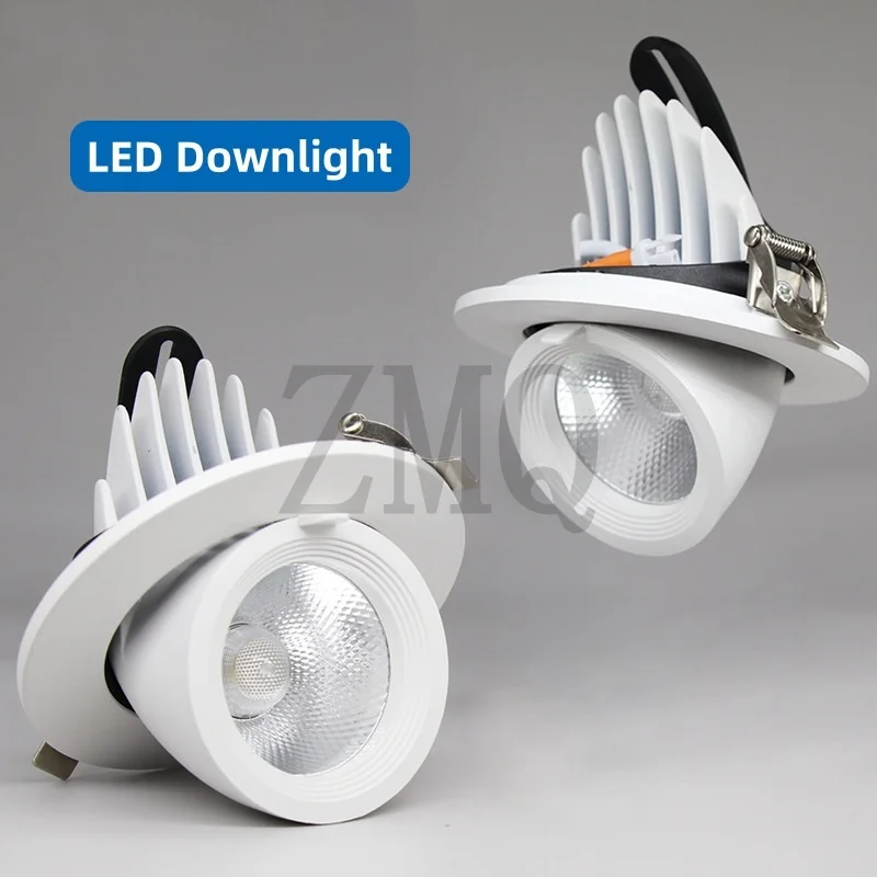 Dimmable LED Downlight 10W 20W 30W 40W Adjustable 360-Degree LED Light 3000K/4000K/6000K Recessed Trunk Downlight AC85-265V