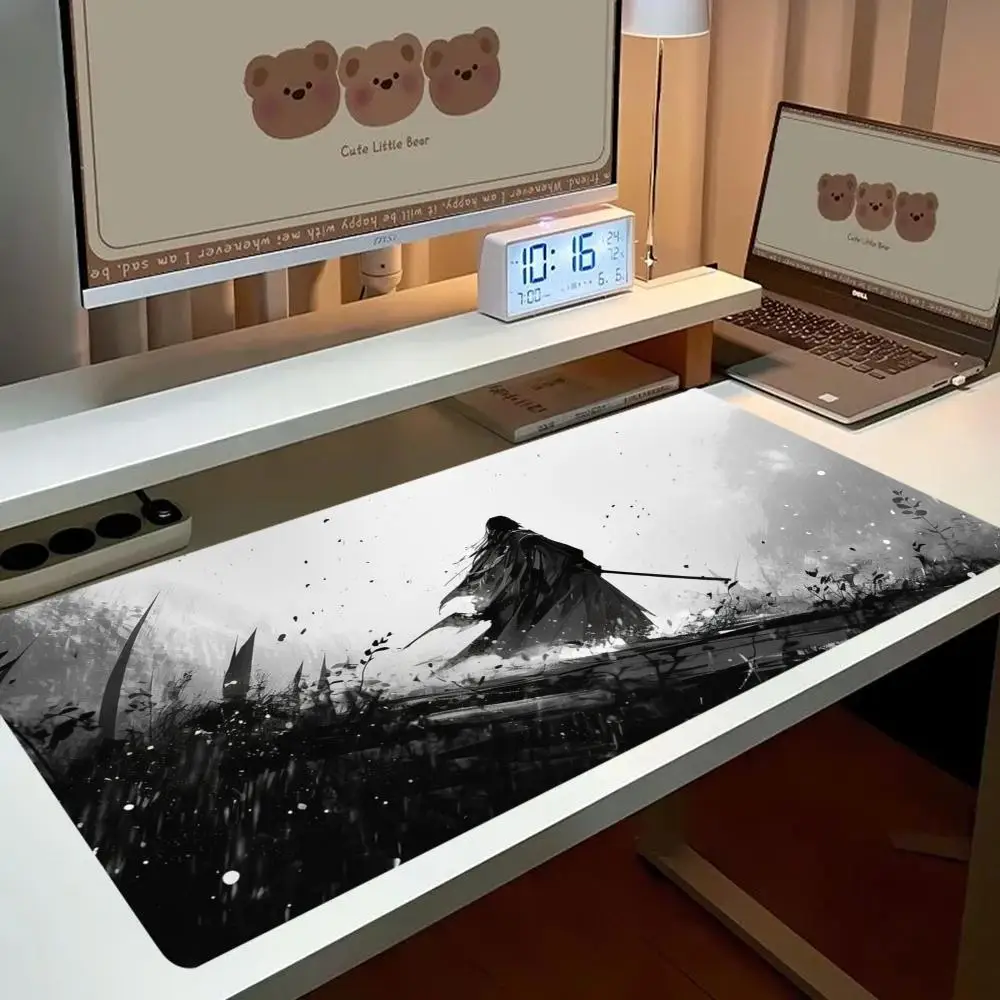 Table Mat Bamboo Forest Lone Swordsman Silhouette Mouse Pads For Casual Laptop Daily Game Playmat