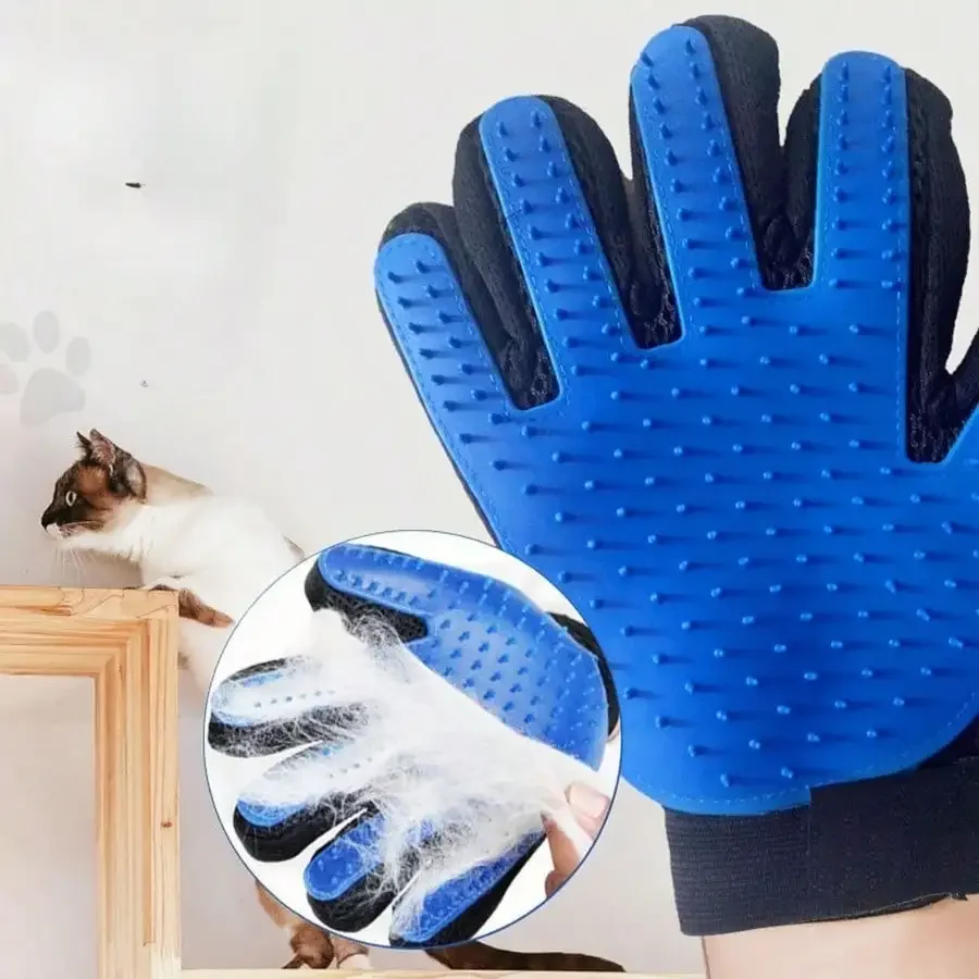 Premium huisdierverzorgingshandschoenen, 2-in-1 deshedding- en badhandschoenen voor katten en honden, zachte siliconenborstel voor gemakkelijke ontharing