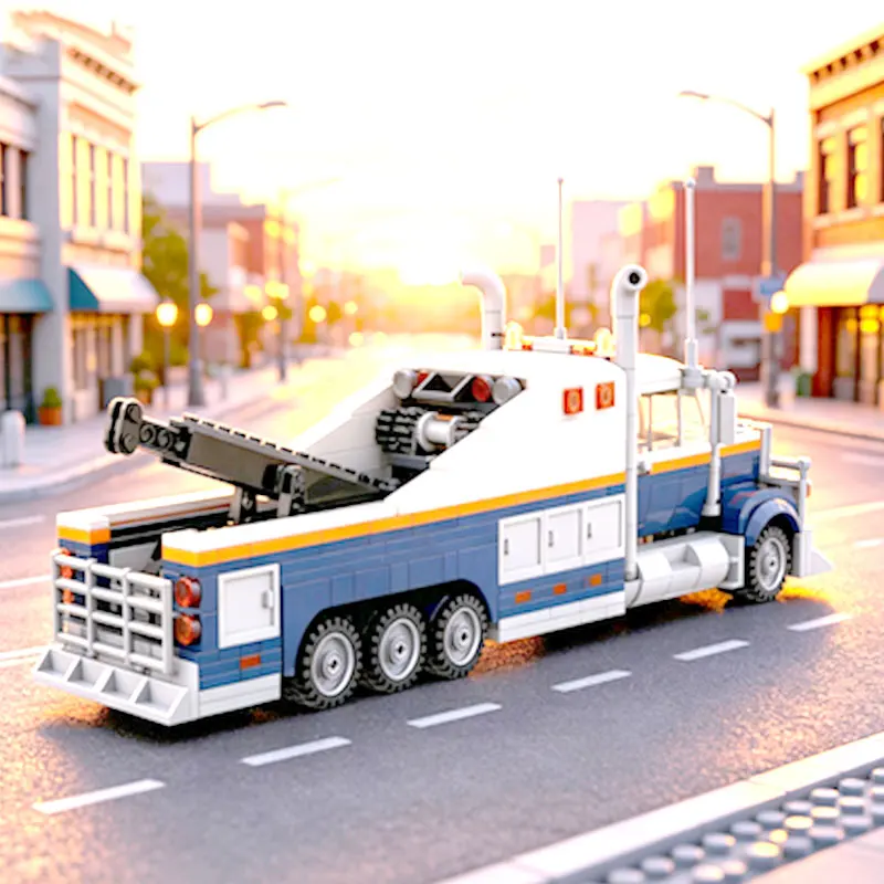 Heavy-duty recovery vehicle, mobile heavy-lift trailer, small particle assembly building block model toy gift ornament 680pcs