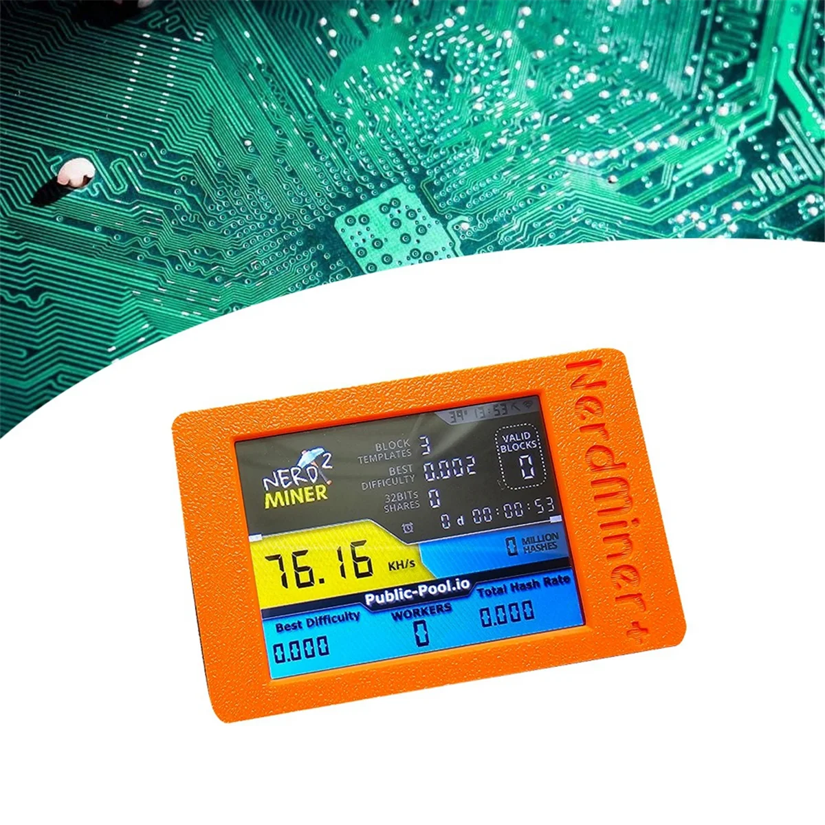 สําหรับ Nerdminer 77 K/S Hashrate พร้อมหน้าจอ 2.8 นิ้ว BTC หวย SOLO Miner Bitcoin Nerd Miner สําหรับ BTC Miner สีส้ม