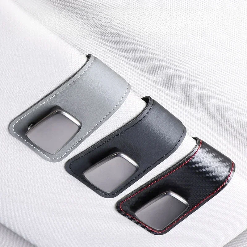 Multifunction Car Sun Visor Glasses Clip Leather Eyeglasses Clip Automobile Sunglasses Holder Card Case Auto Interior Accessorie