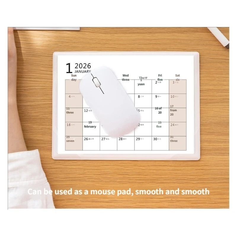 D7YC Date Display Mat and Mouse Pad 2026 Desk Mat Calendar Multifunction Planners Pad