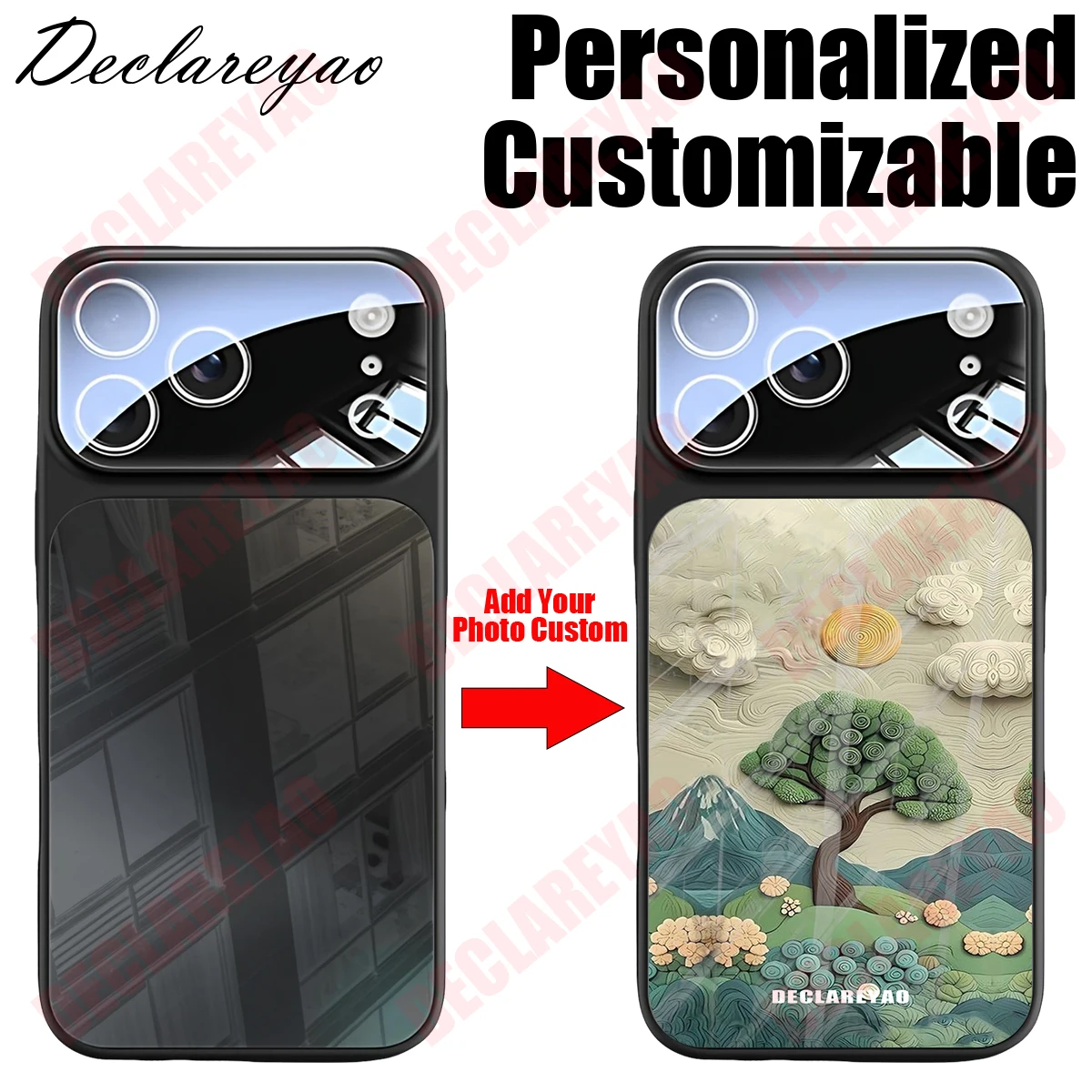 Coque de téléphone en verre trempé personnalisée DECLAREYAO pour Apple iPhone 17 Air 16 15 14 Plus 13 12 11 Pro Max – Housse rigide antichoc
