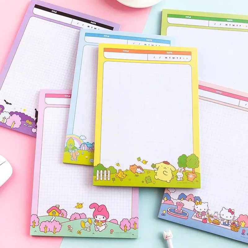 Sanrio Kawaii Hello Kitty Book Cinnamoroll Kuromi My Melody Cartoon Cute B5 50 Pages Grid Notepad Student Ins Anime Stationery