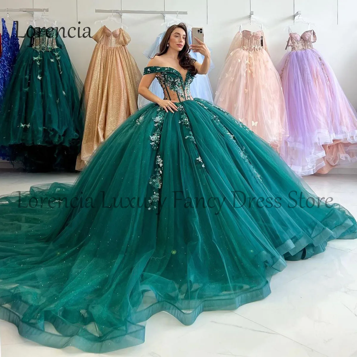 Mexican 2024 Quinceanera Dress Ball Gown 3D Floral Off The Shoulder Applique Beading Corset Sweet 16 Vestidos De 15 Años