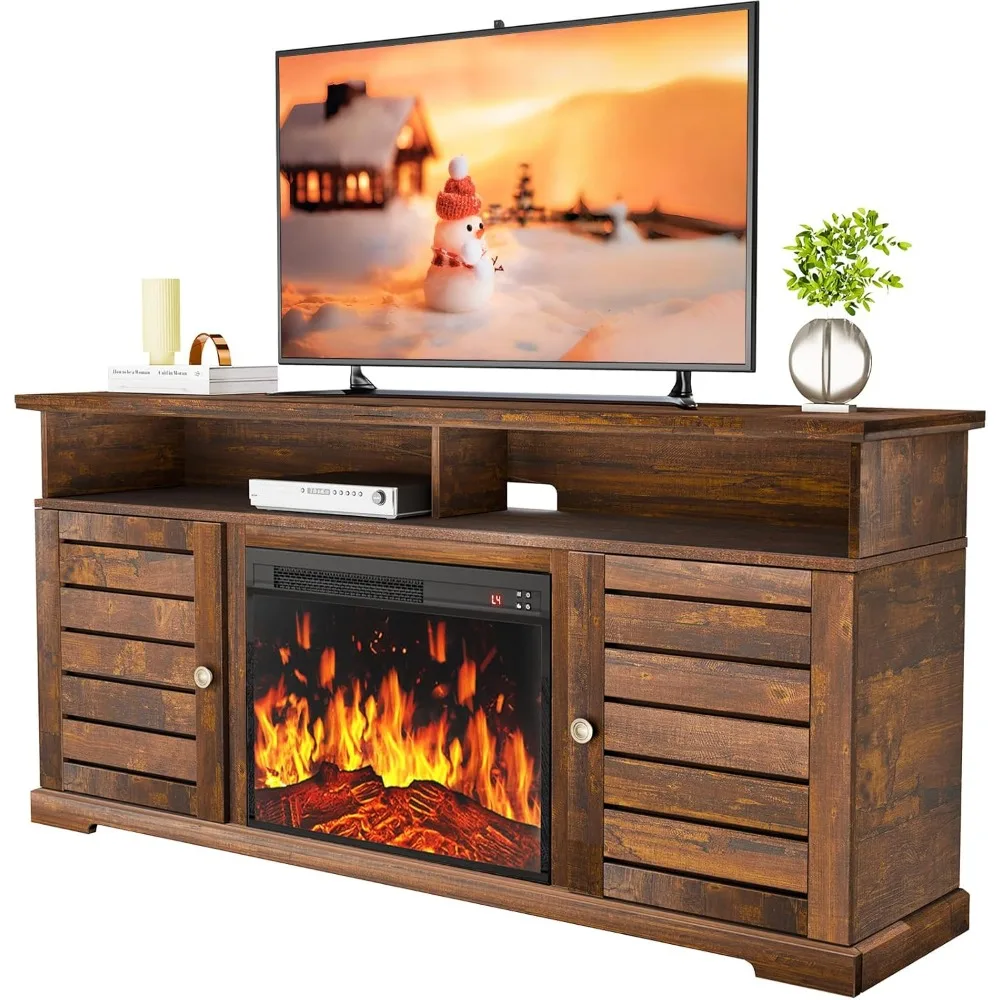 

Fireplace TV Stand,Electric Fireplace TV Stand for TVs Up to 70 Inch,Farmhouse Entertainment Center with 23" Electric Fireplace