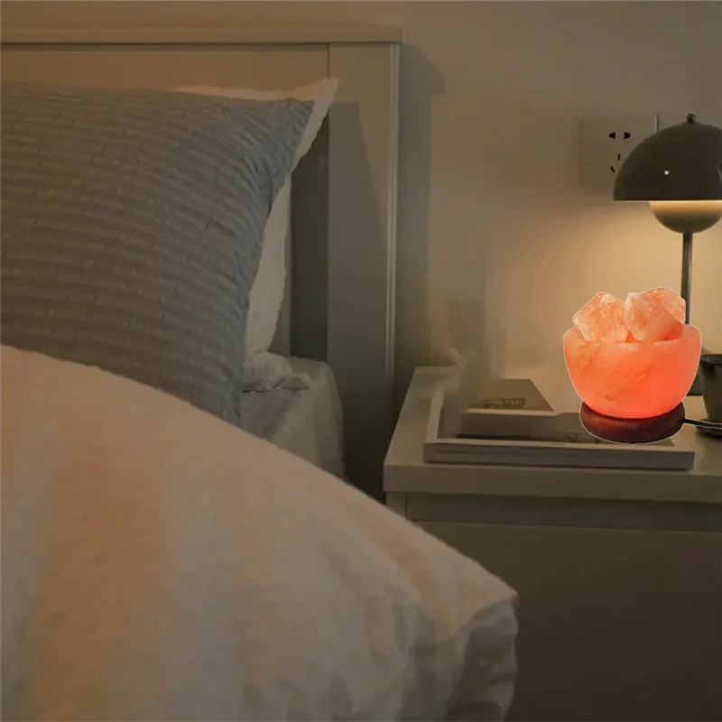ABZV-Himalayas Crystal Salt Lamp LED Colorful Color Changing Night Light Air Purifier Decorative Bedside Table Lamp Ornament