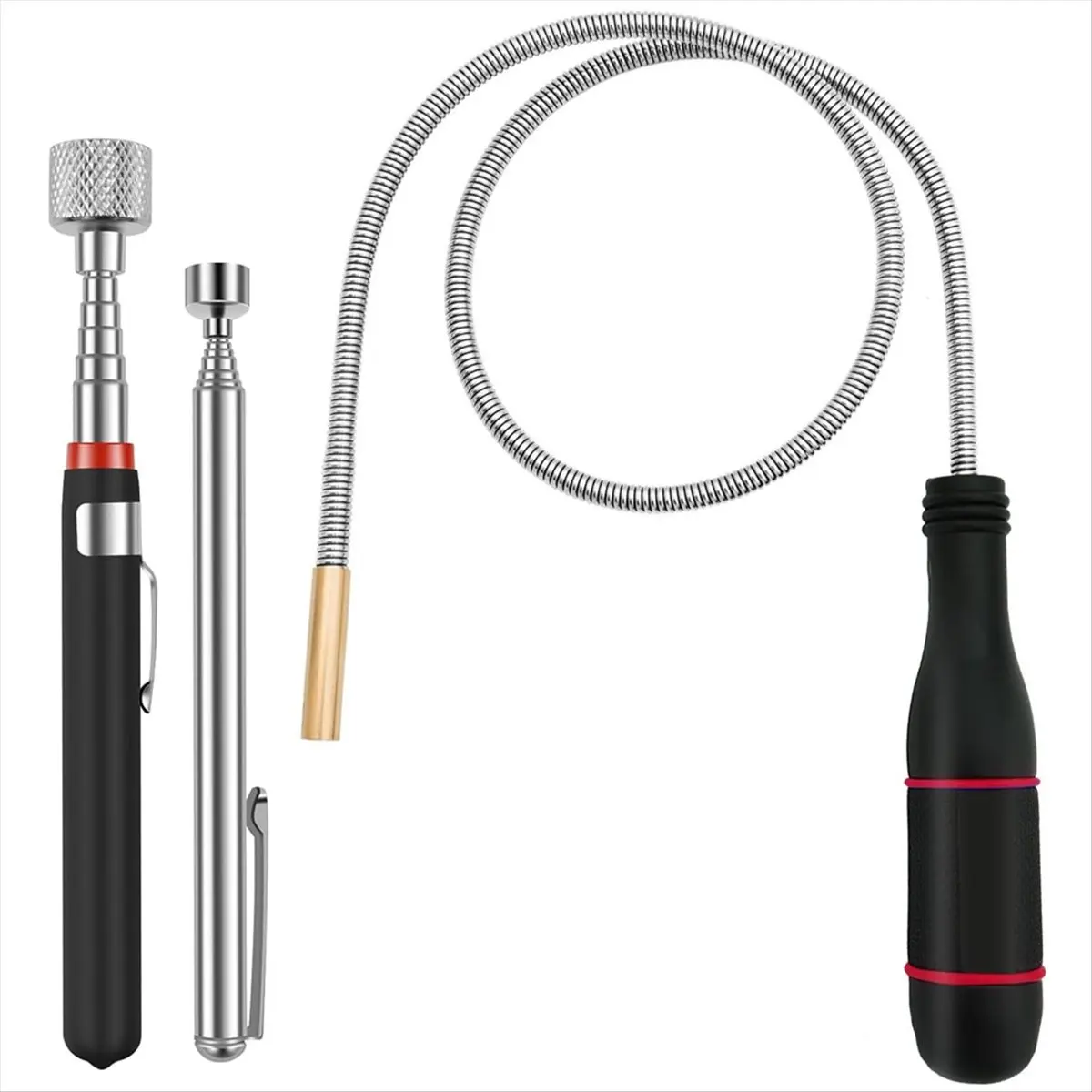 Jun.A-3 Pack Magnetic Pickup Tool- Extendable Magnet, Telescopic Magnetic Pick-Up Tool, Bendable Flexible Magnetic Pickup Tool