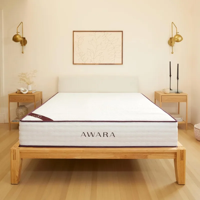 AWARA Natural Hybrid Twin Mattress 10 Inch - Certified Natural Latex - Sustainable New Zealand Wool - Steel Springs - 365-Night