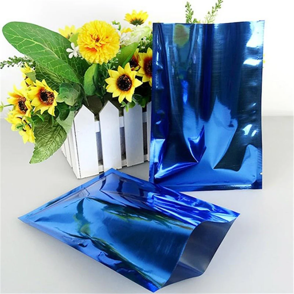 

100pcs Aluminum Foil Vacuum 7X10Cm Blue Food Packaging Bags Resealable Waterproof Storage For Coffee Nuts Sugar Tea Long Term