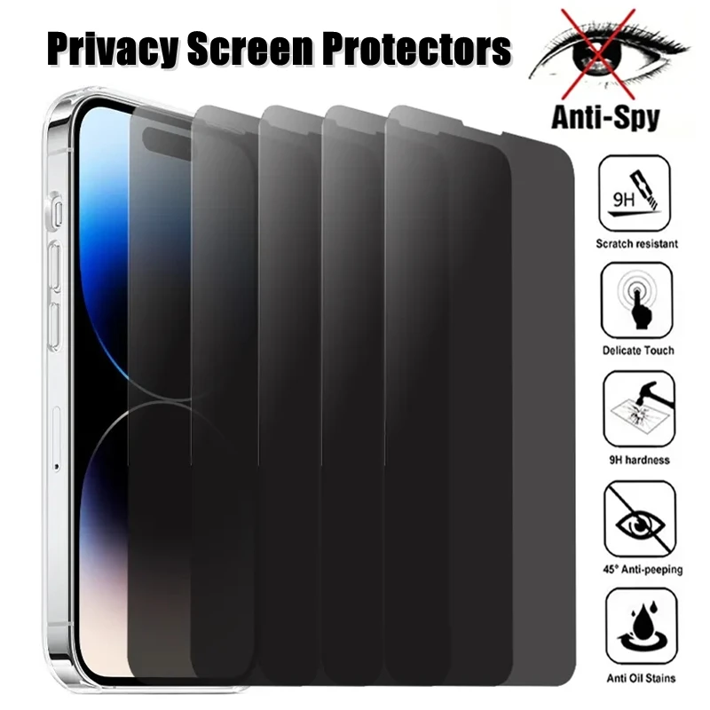 1-5Pcs proteggi schermo Privacy per iPhone 14 13 12 11 Pro Max 7 8 Plus vetro Anti-spia per iPhone 15 PRO 12Mini X XR XS MAX SE