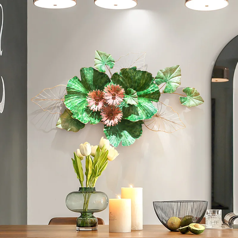 Pastoral retro three-dimensional wrought iron flower wall decoration living room wall decoration