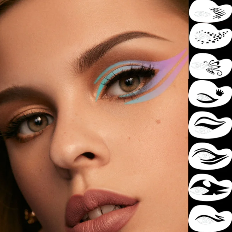 

20 шт./компл., выдолбленный шаблон для макияжа глаз, сделай сам, цветной спрей, окрашенный трафарет для бровей, фестиваль, вечеринка, украшения для лица