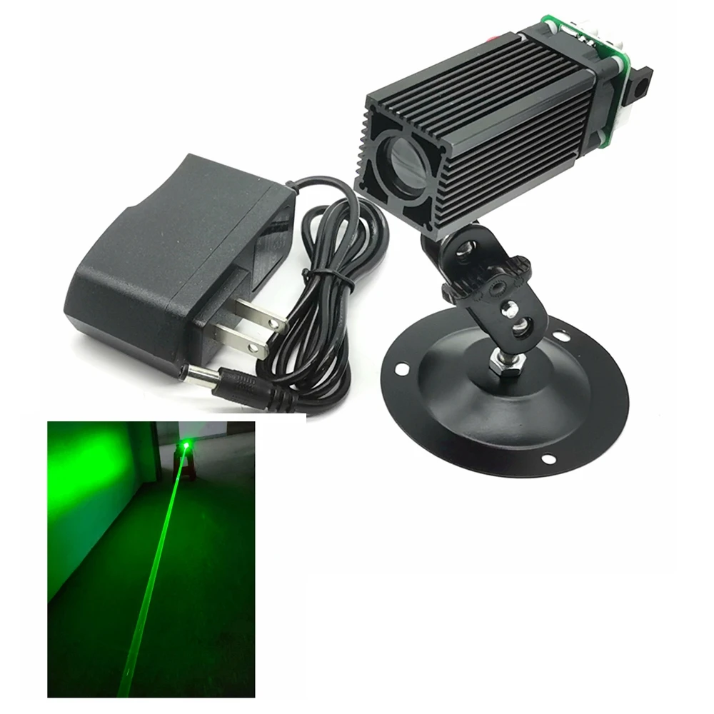 

520nm 300mw-1000mw Green Fat Beam Laser Module Coarse Beam Laser Warning Light + Holder + DC12V Power Adapter