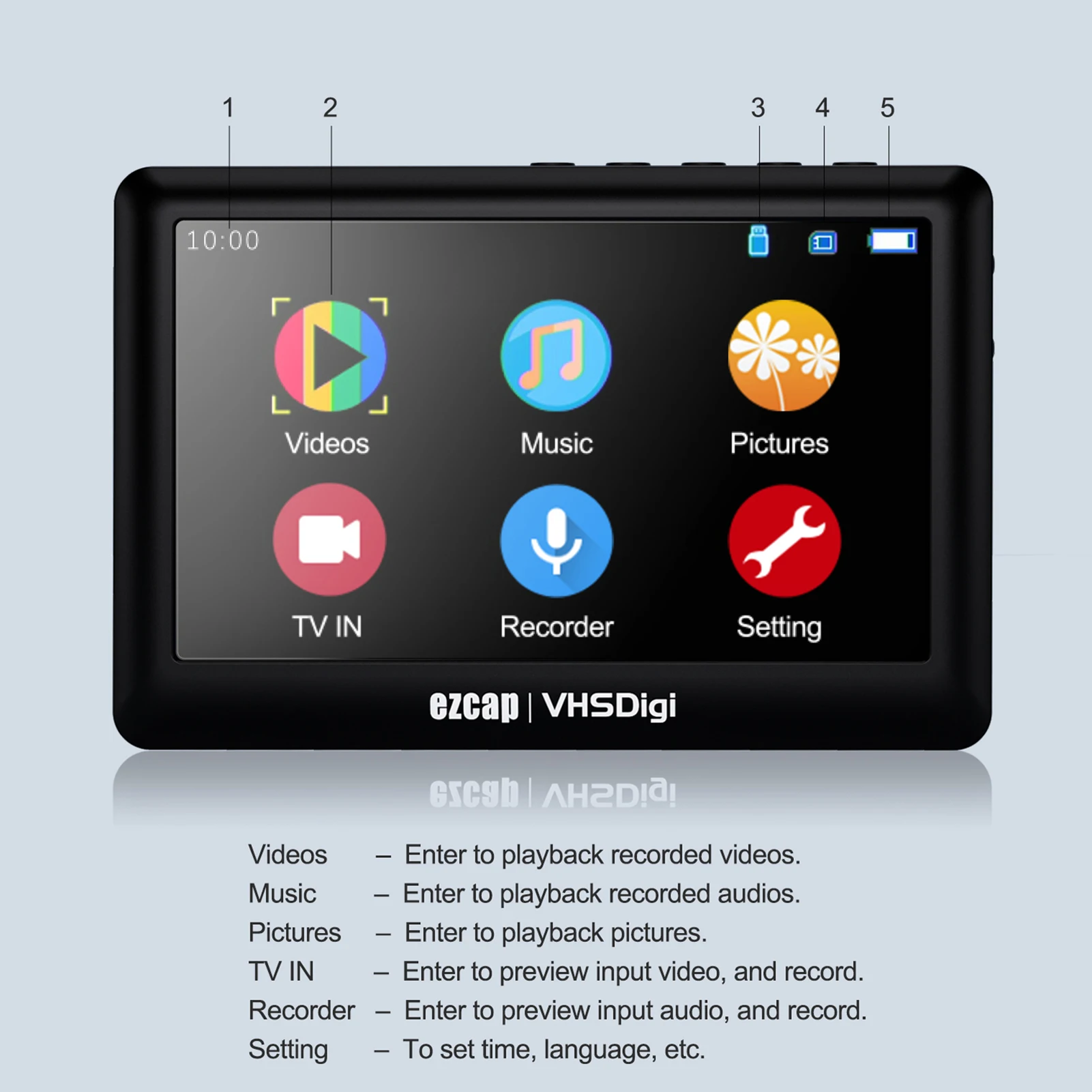 مسجل AV صندوق التقاط الصوت والفيديو التناظري إلى محول رقمي تسجيل الفيديو من مشغلات DVD لكاميرا الفيديو VHS VCR إلى بطاقة TF #5