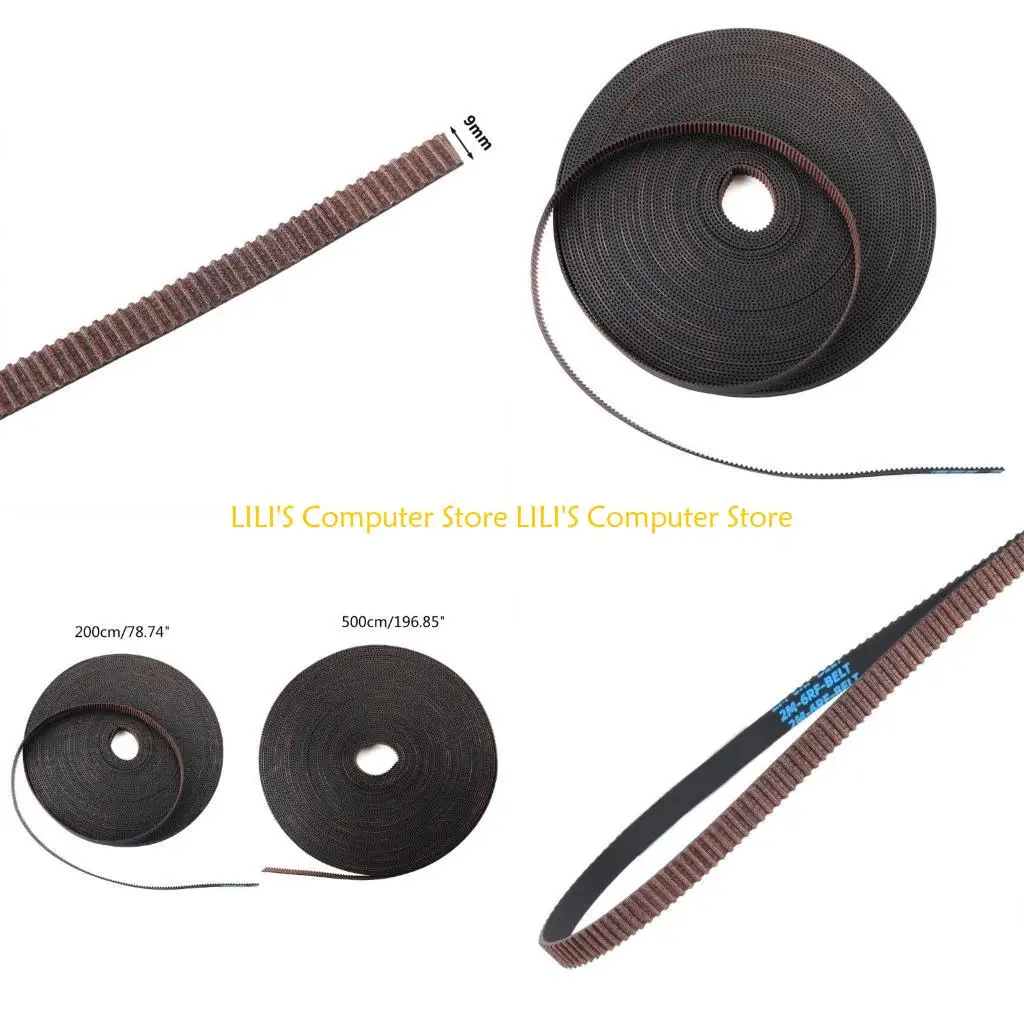 

A52B Timing Belt, 3D Printer Belt Copper Buckle Open Timing Rubber Belt 3D Printer Accessory 2M 5M Width 9mm for Ender 3