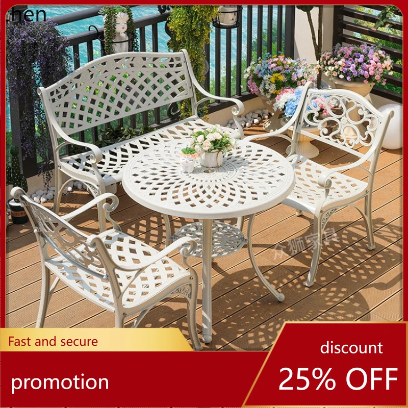 

HXL Outdoor Table and Chairs Cast Aluminum Outdoor Waterproof Sunscreen Non-Fading Table and Chairs