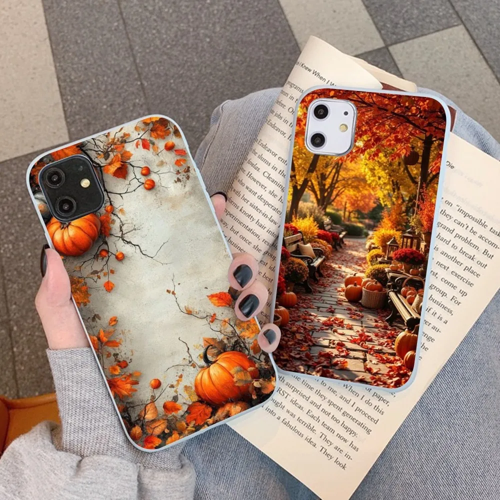 

Pumpkin Happy Fall Autumn Phone Case For IPhone 14 11 12 13 Mini Pro Xs Max 8 7 6 6S Plus X XR Solid Candy Color Case