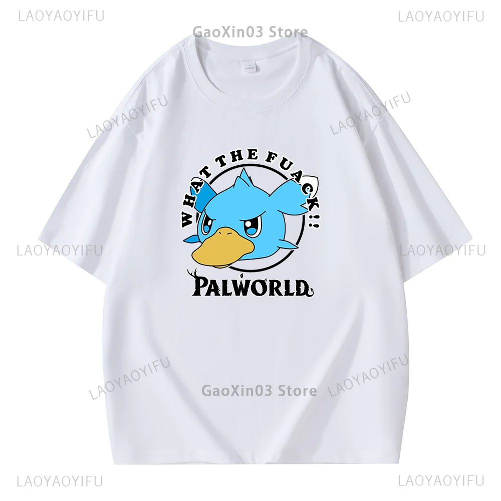 Palworld T Shirt Cartoon Fuack Print Tops Funny Letters What The Fuack Graphic T Shirts Men Women Clothes Unisex Cotton Tee