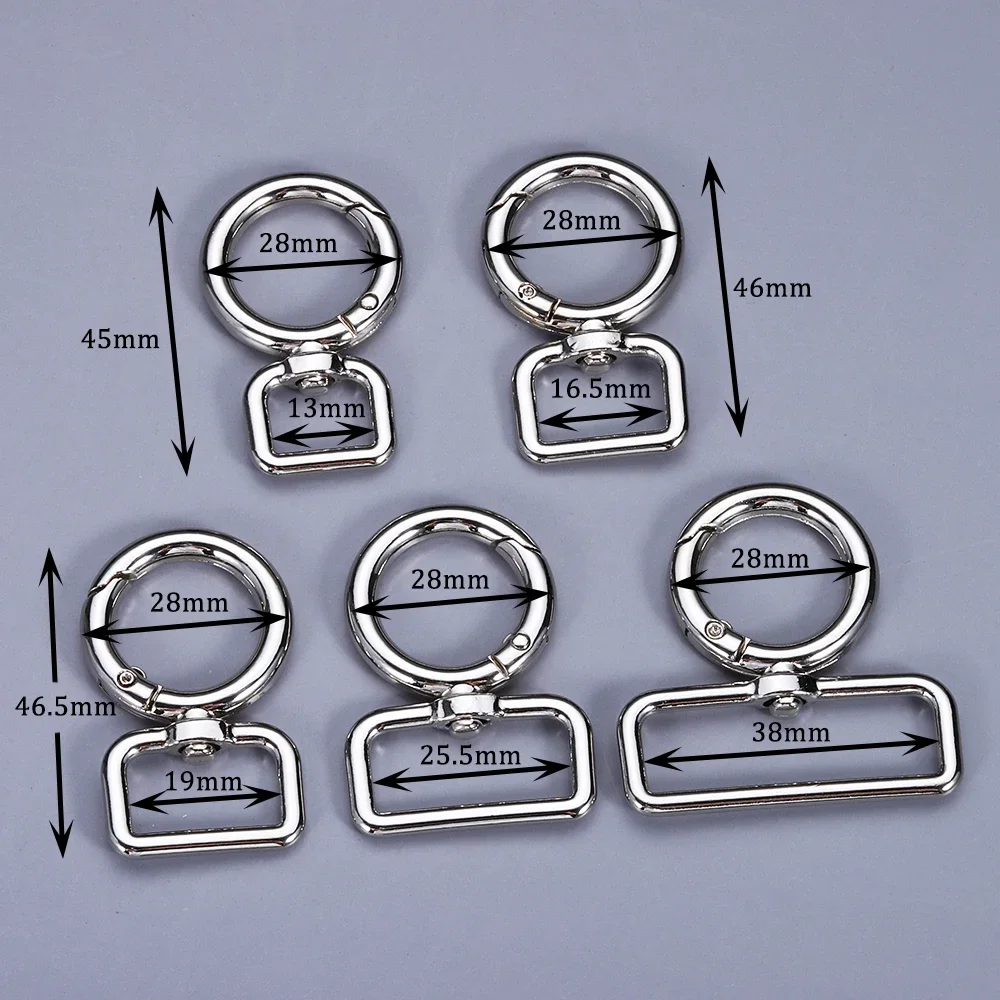 5pcs 13-38mm Metal Buckles Carabiner Hook D Ring Bag Strap Webbing Adjust Slider Dog Collar Clasp DIY Hardware Bag Accessories