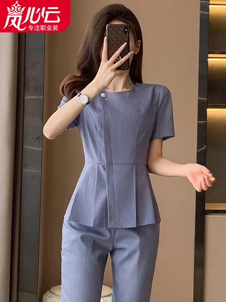 

Hotel Manager Business Clothing Suit Work Clothes Jewelry Store Commuting Elegant Gray Suit Skirt Female Work Clothes6613